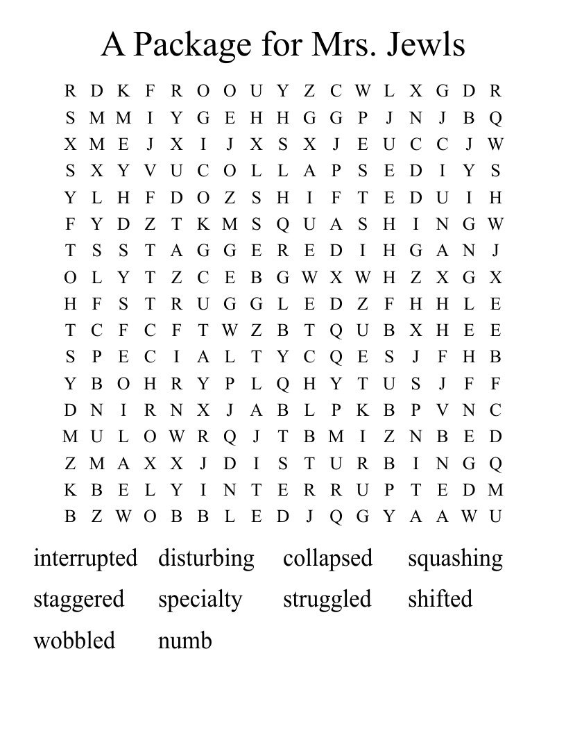 A Package for Mrs. Jewls Word Search