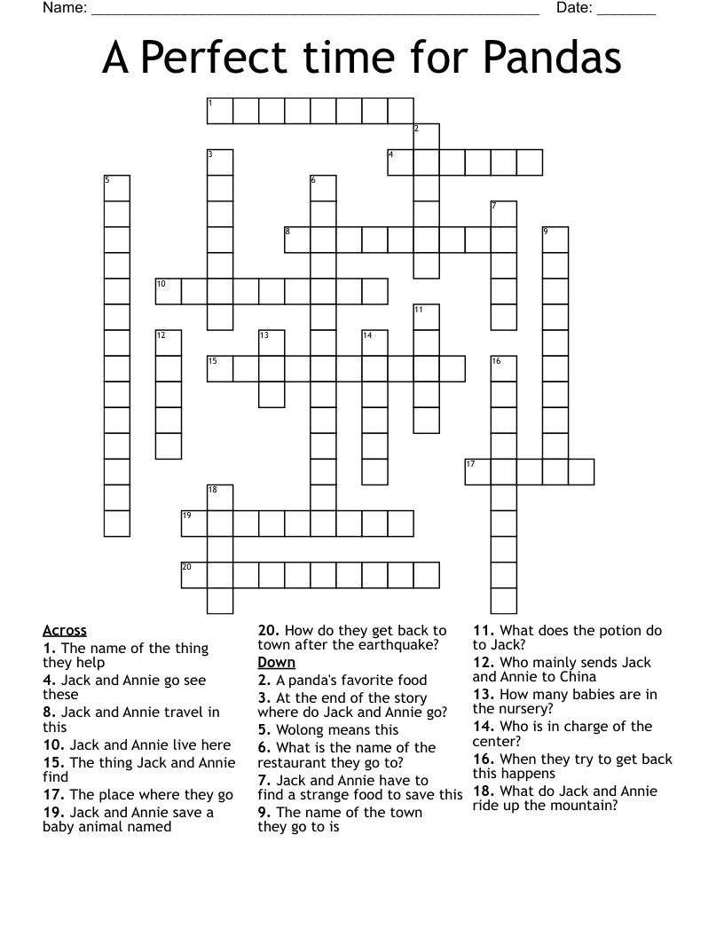 A Perfect time for Pandas Crossword