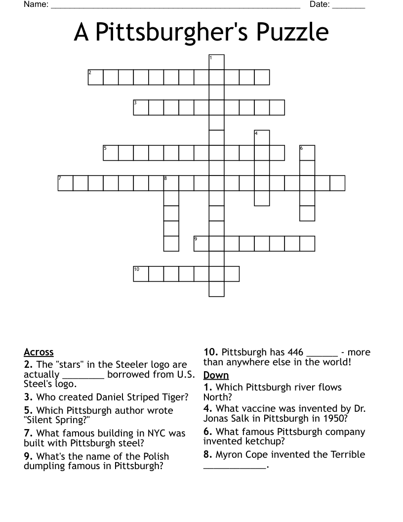 A Pittsburgher's Puzzle Crossword