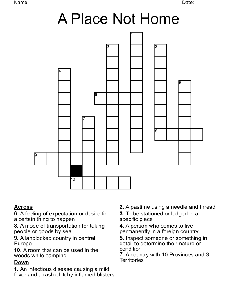 A Place Not Home Crossword