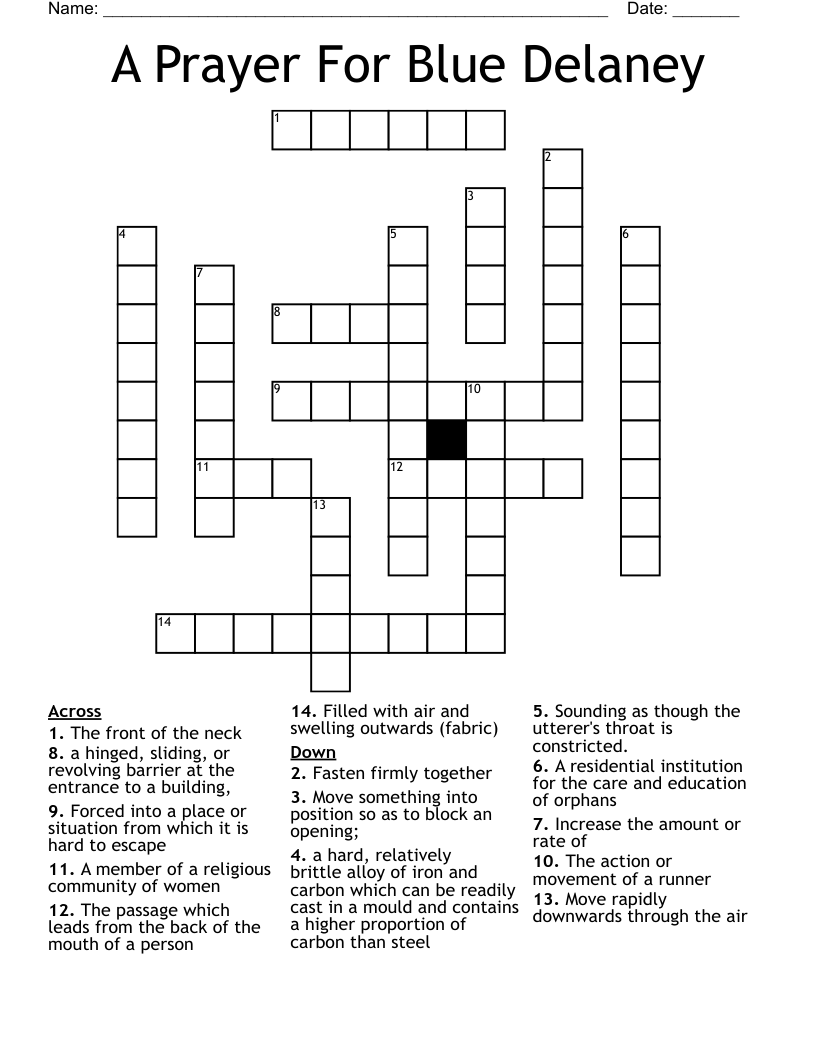 A Prayer For Blue Delaney Crossword