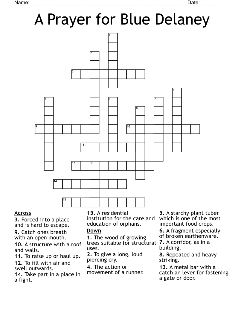 A Prayer for Blue Delaney Crossword