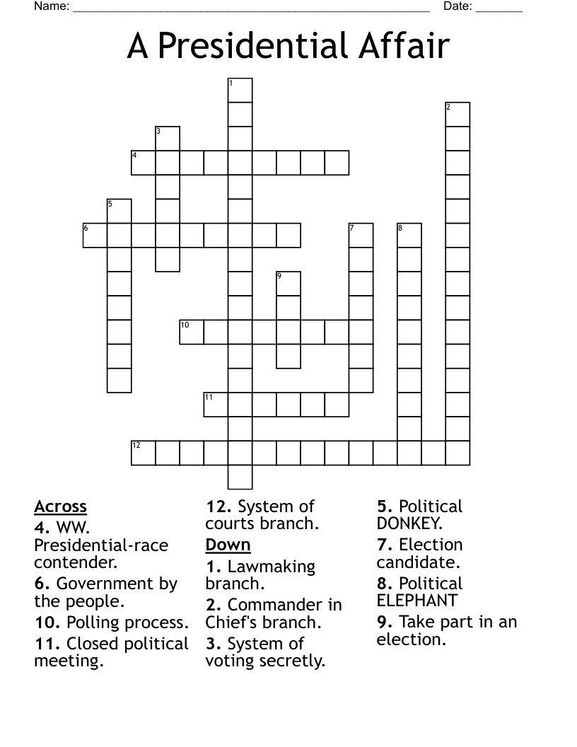 A Presidential Affair Crossword