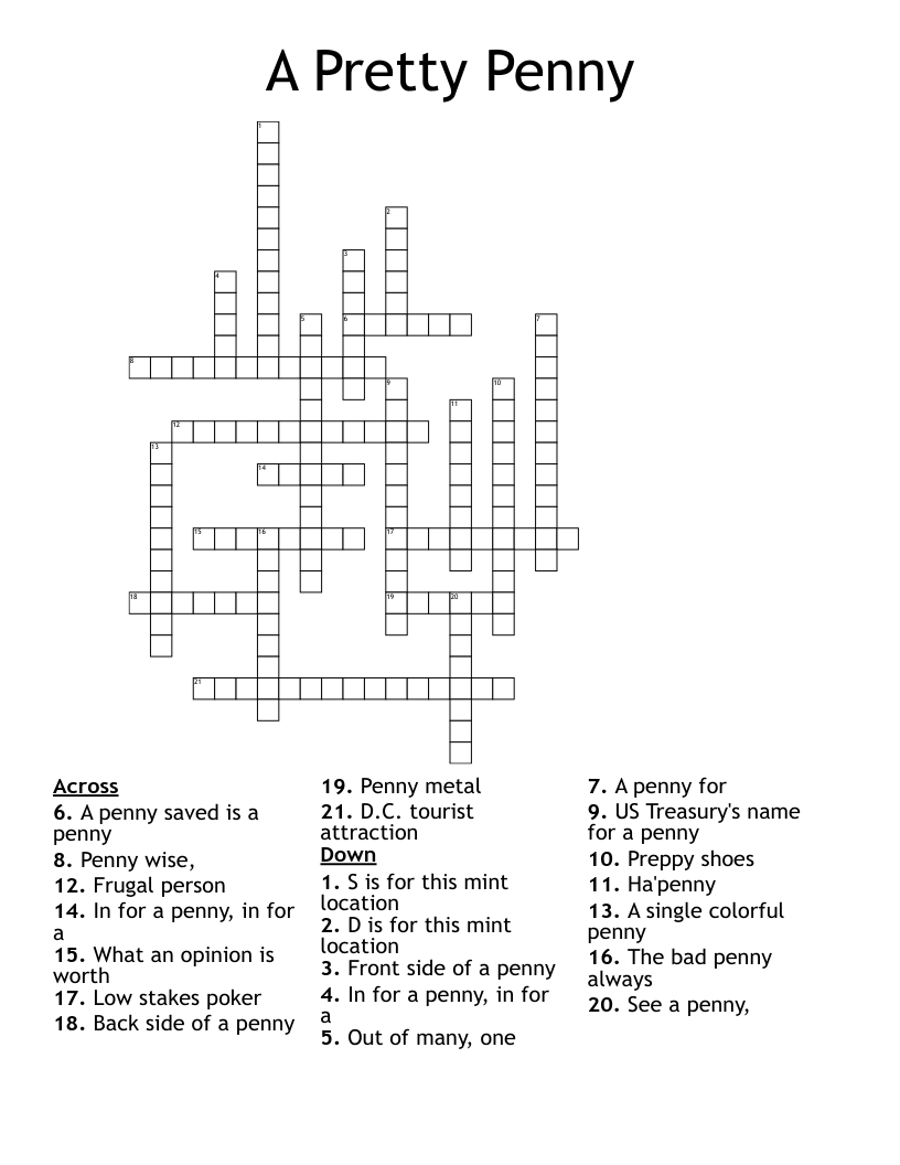 A Pretty Penny Crossword