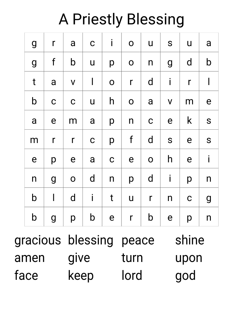 A Priestly Blessing Word Search