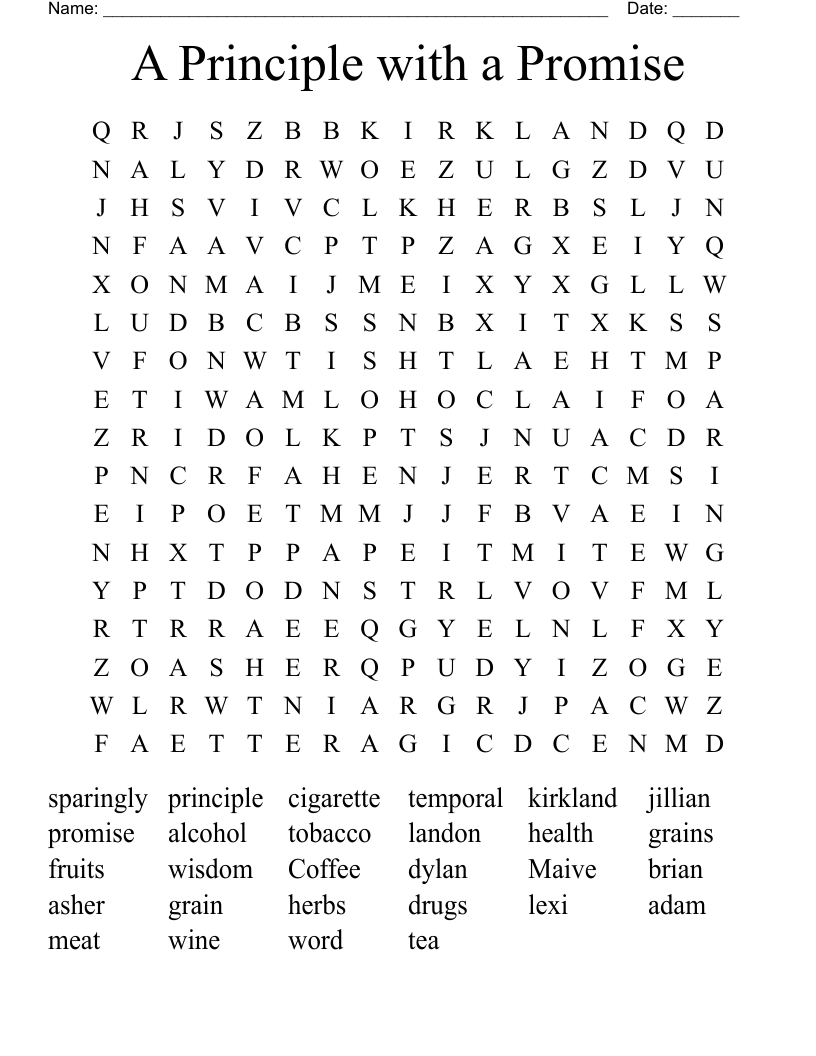 A Principle with a Promise Word Search