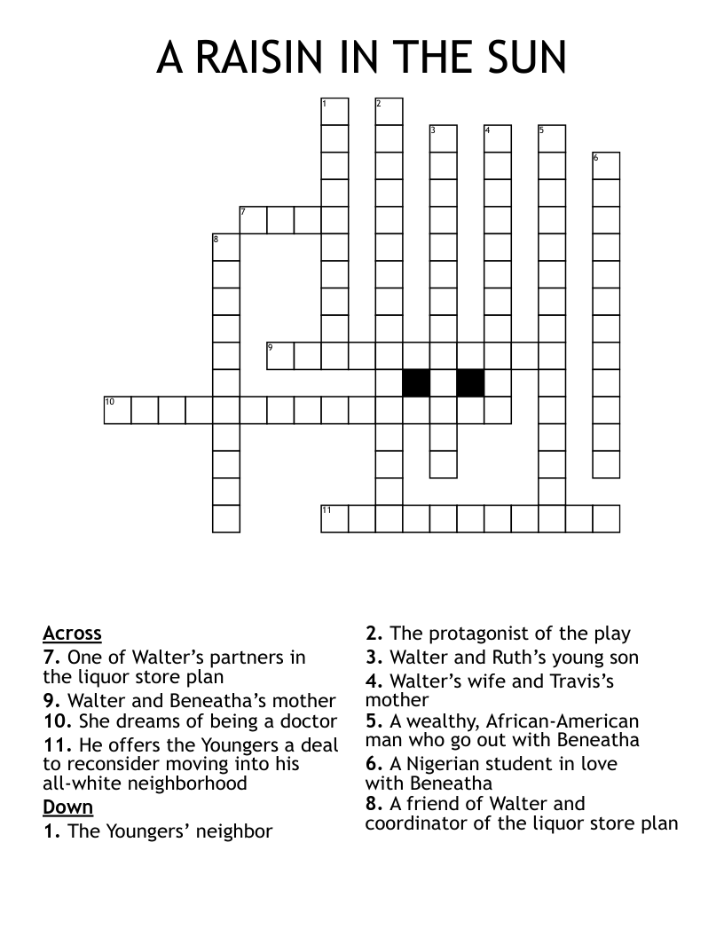 A RAISIN IN THE SUN Crossword