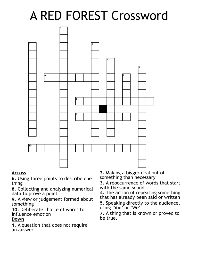 A RED FOREST Crossword