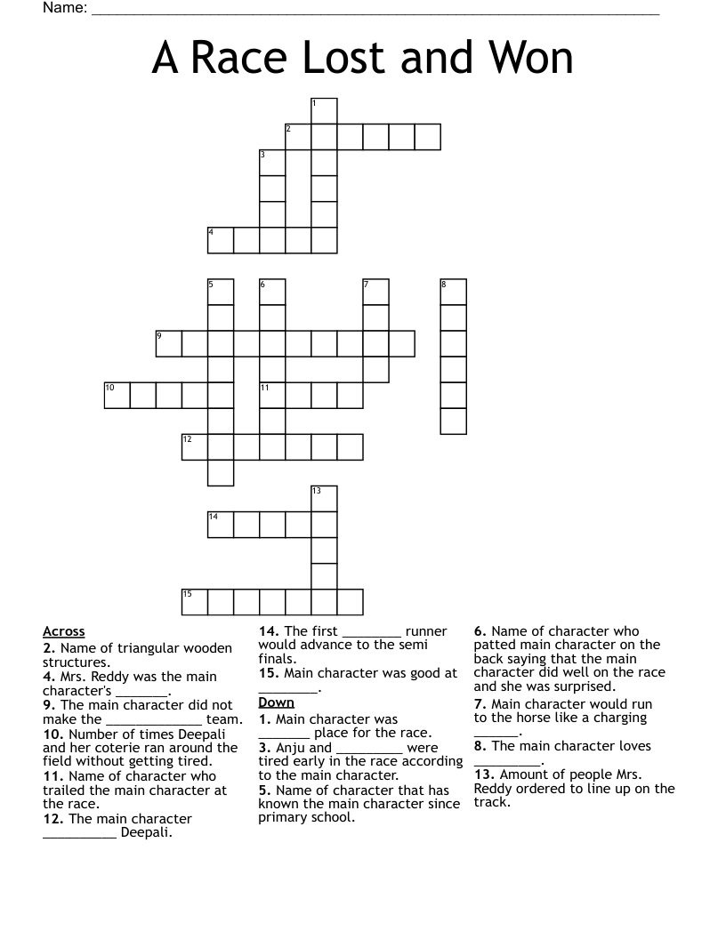 A Race Lost and Won Crossword