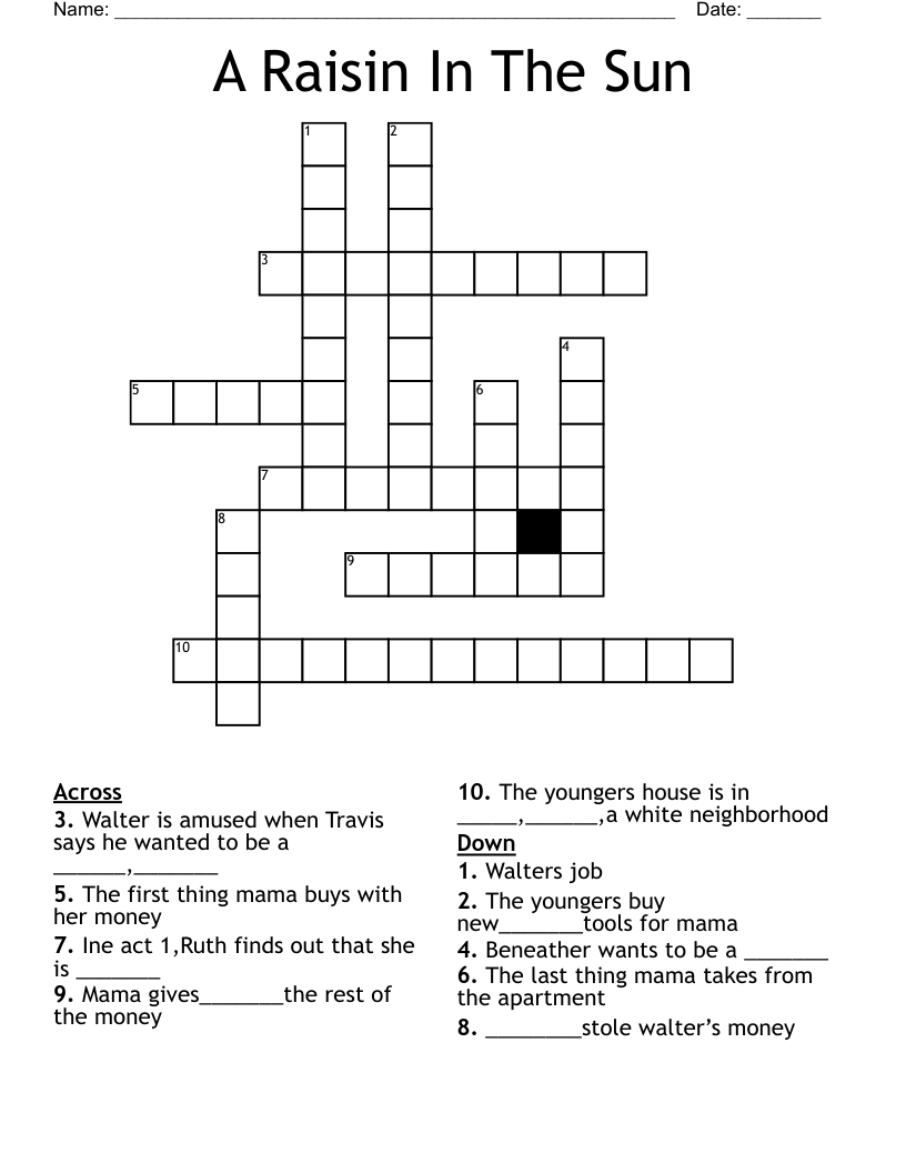 A Raisin In The Sun Crossword