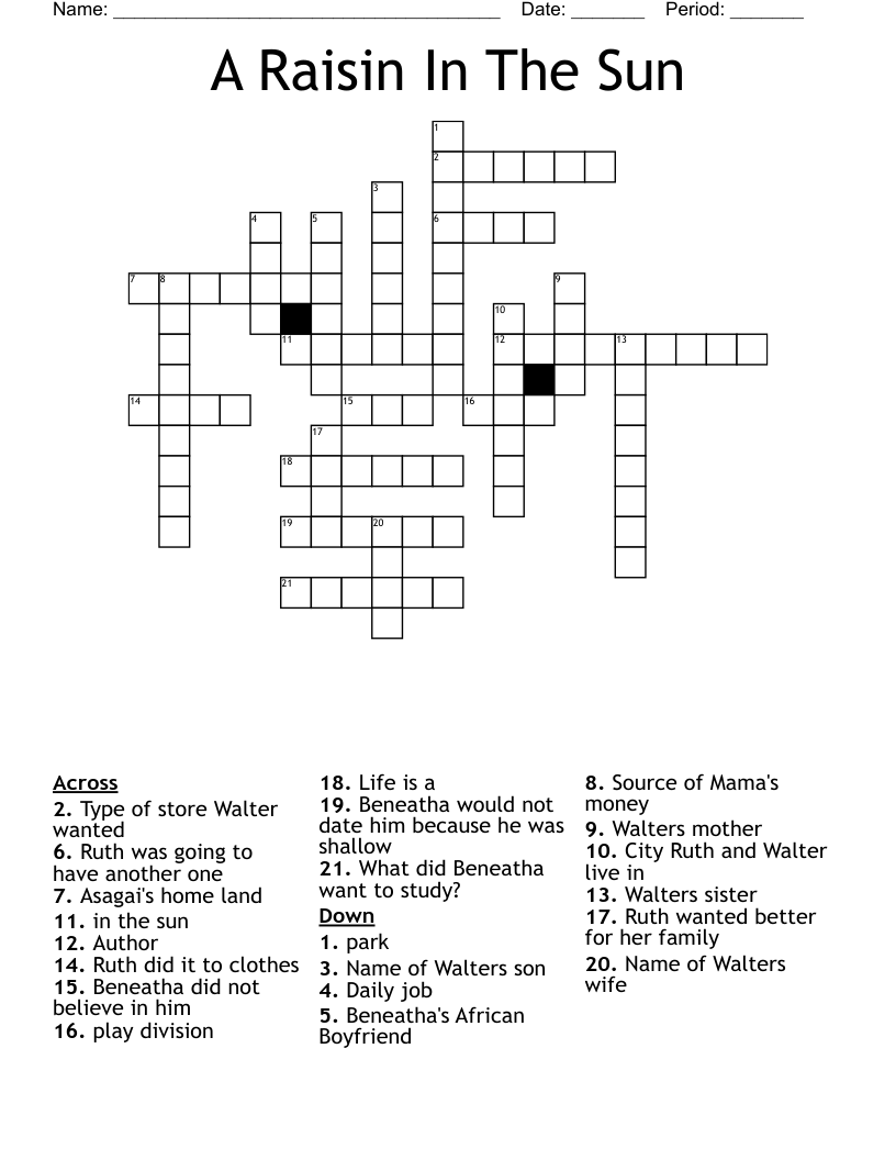 A Raisin In The Sun Crossword