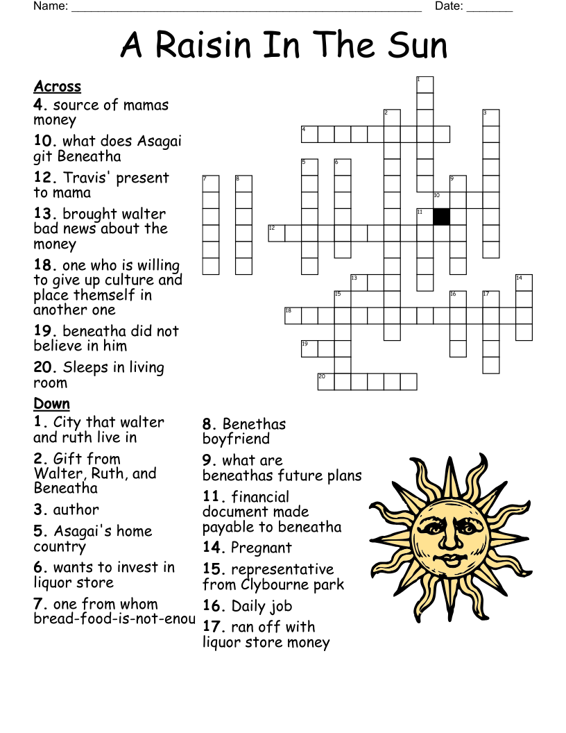 A Raisin In The Sun Crossword