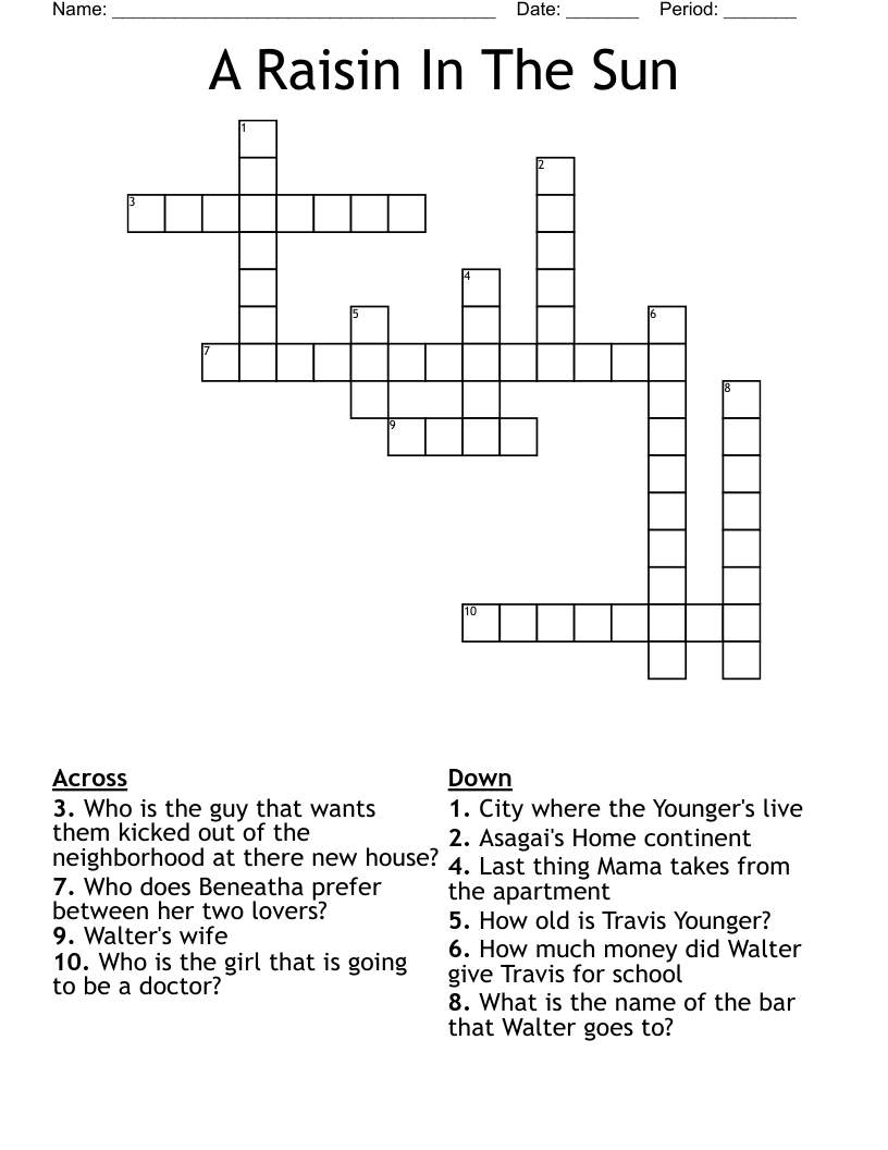 A Raisin In The Sun Crossword