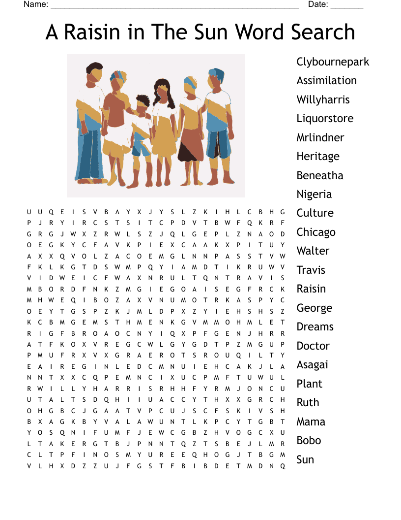 A Raisin in The Sun Word Search 