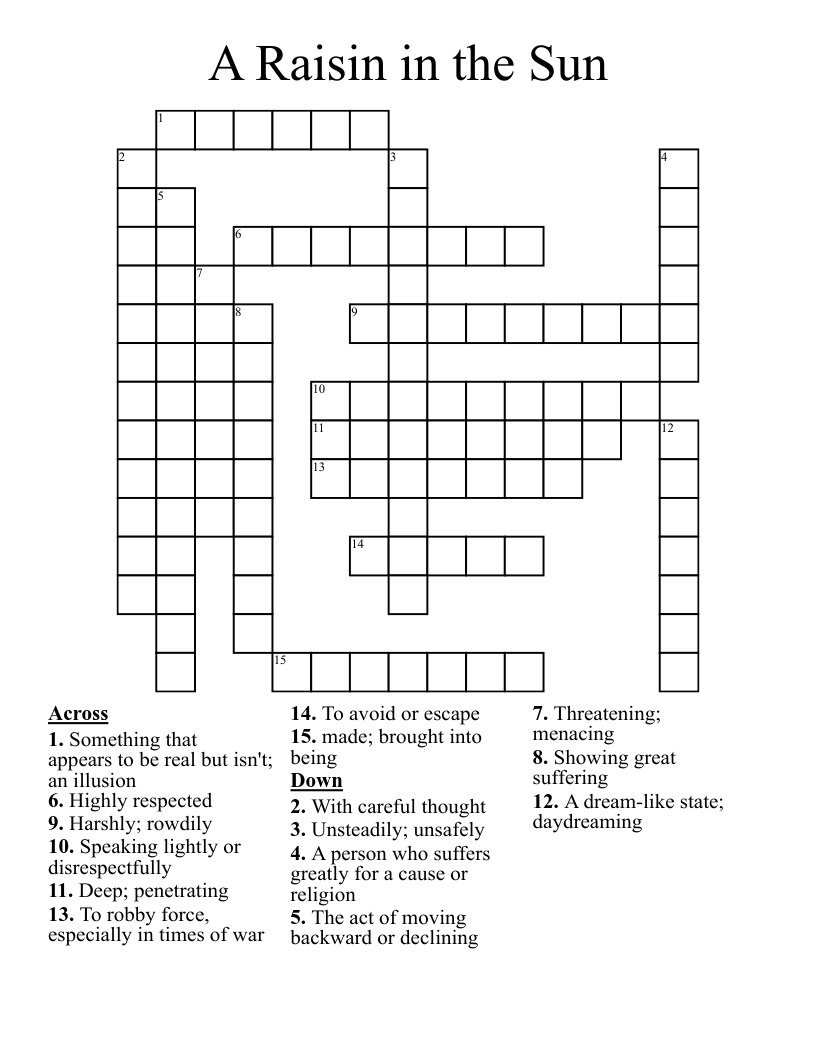 A Raisin in the Sun Crossword