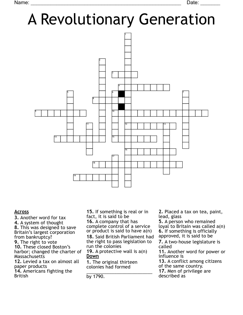 A Revolutionary Generation Crossword