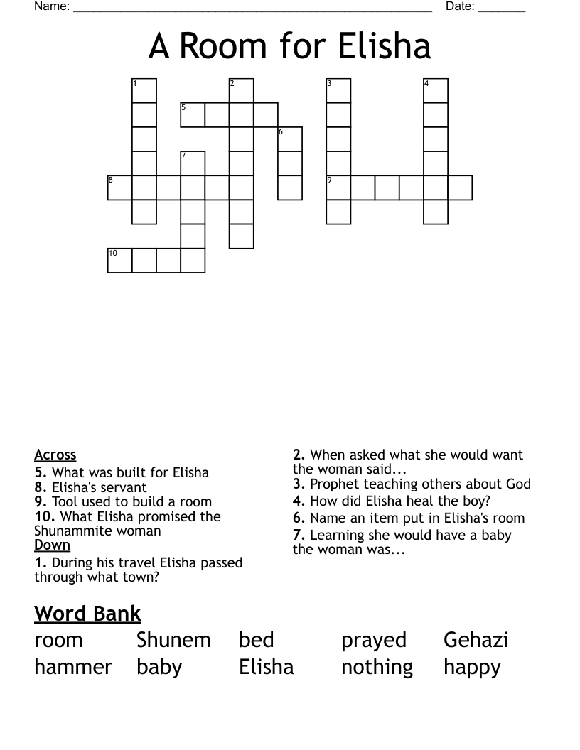 A Room for Elisha Crossword
