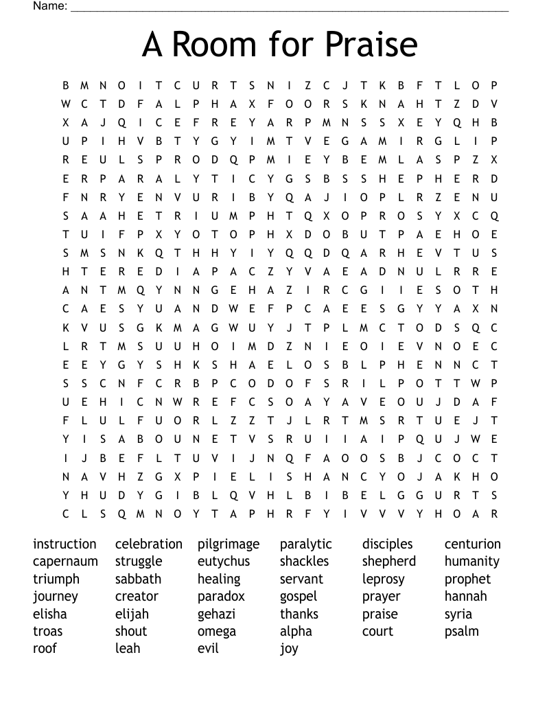 A Room for Praise Word Search