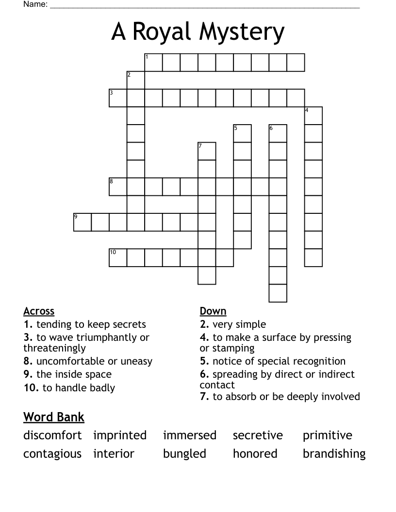 A Royal Mystery Crossword