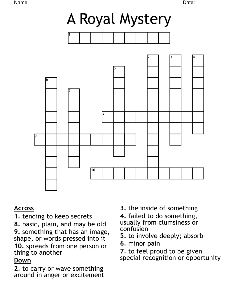 A Royal Mystery Crossword