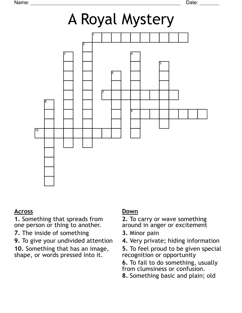 A Royal Mystery Crossword