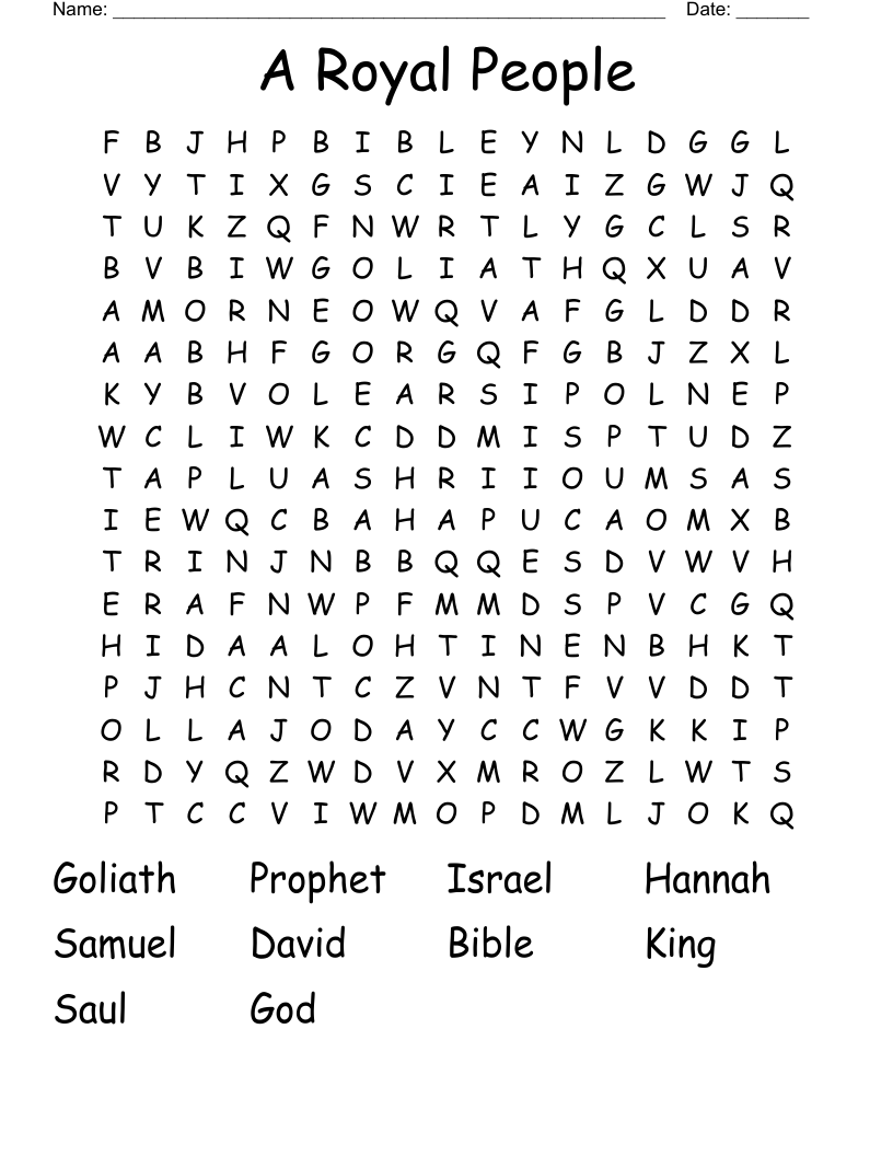 A Royal People Word Search