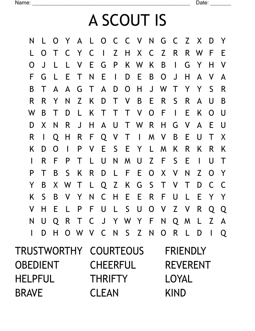 A SCOUT IS Word Search