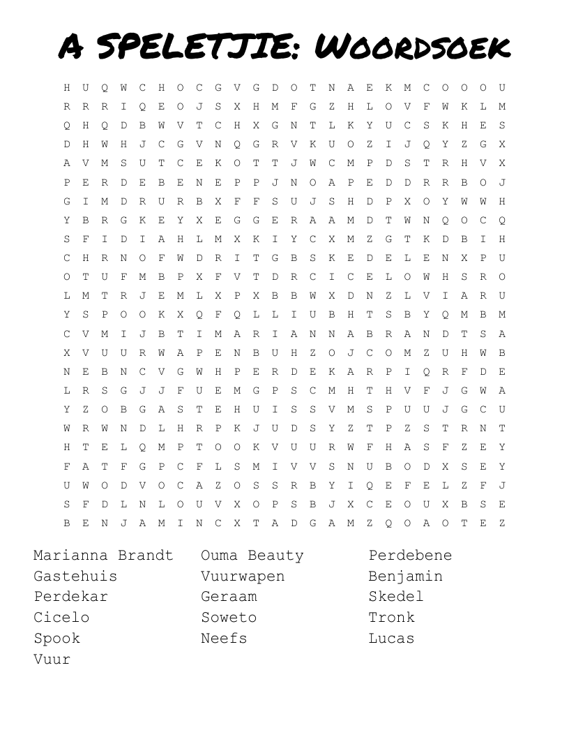 A SPELETJIE: Woordsoek Word Search