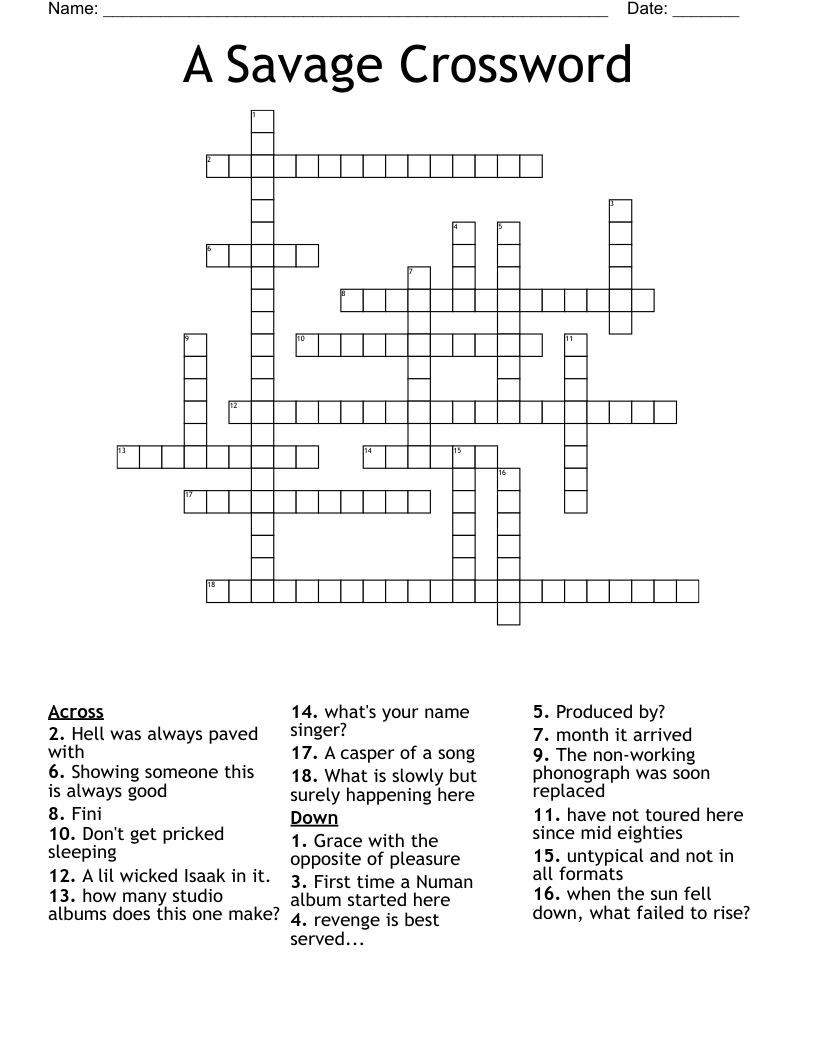 A Savage Crossword