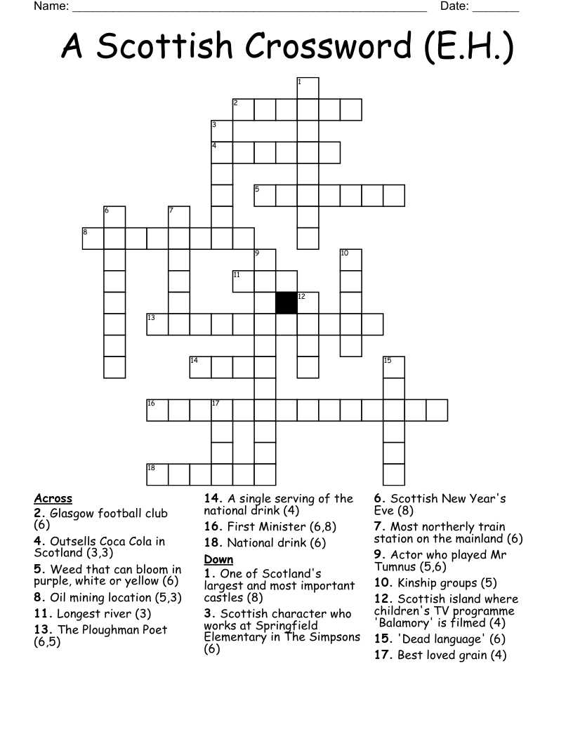 A Scottish Crossword (E.H.)