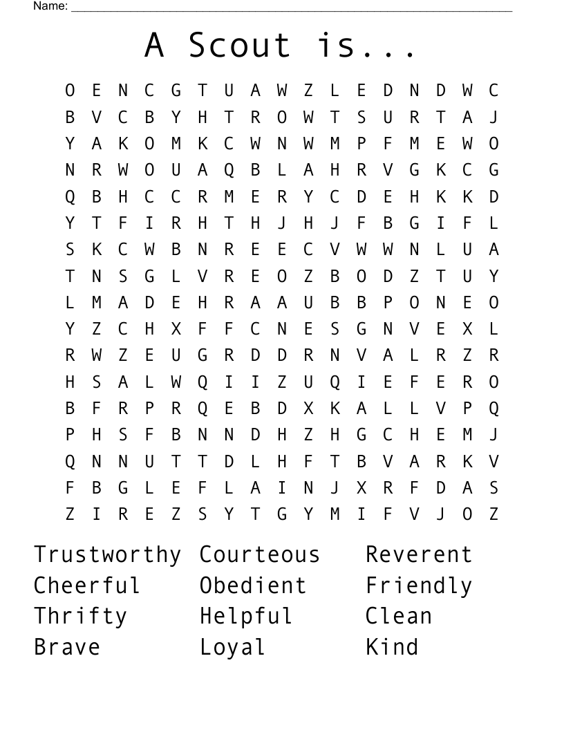 A Scout is... Word Search