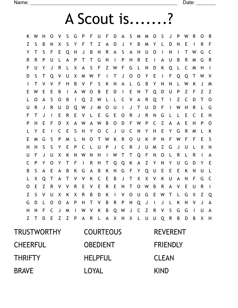 A Scout is.......? Word Search