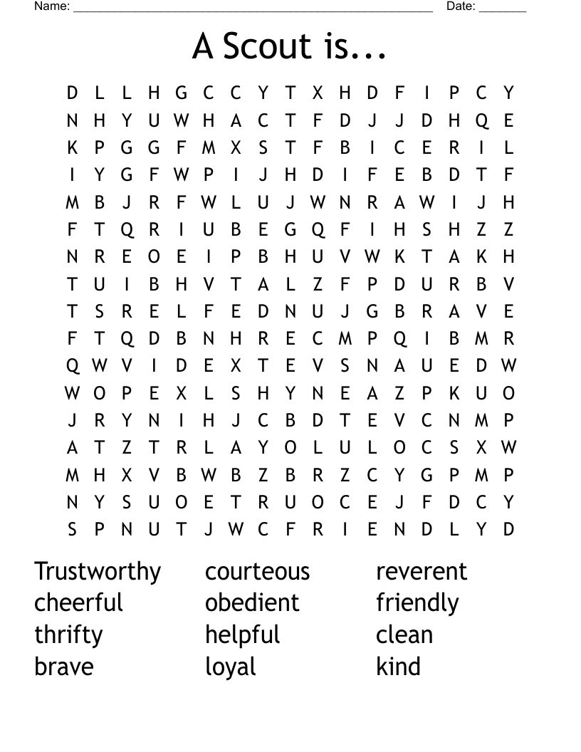 A Scout is... Word Search