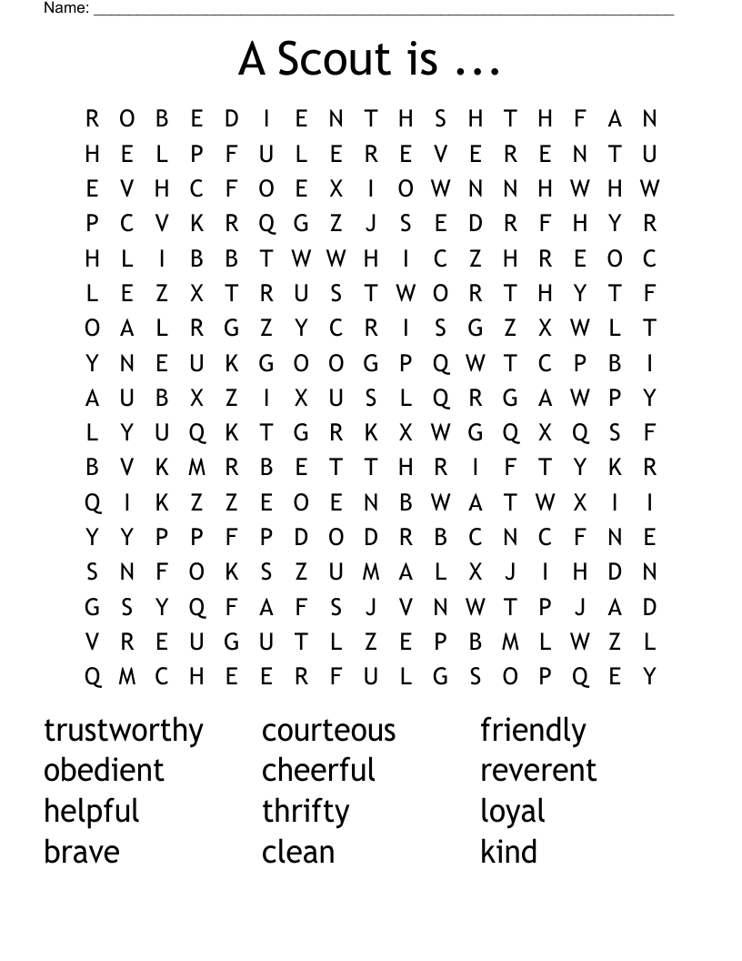 A Scout is ... Word Search