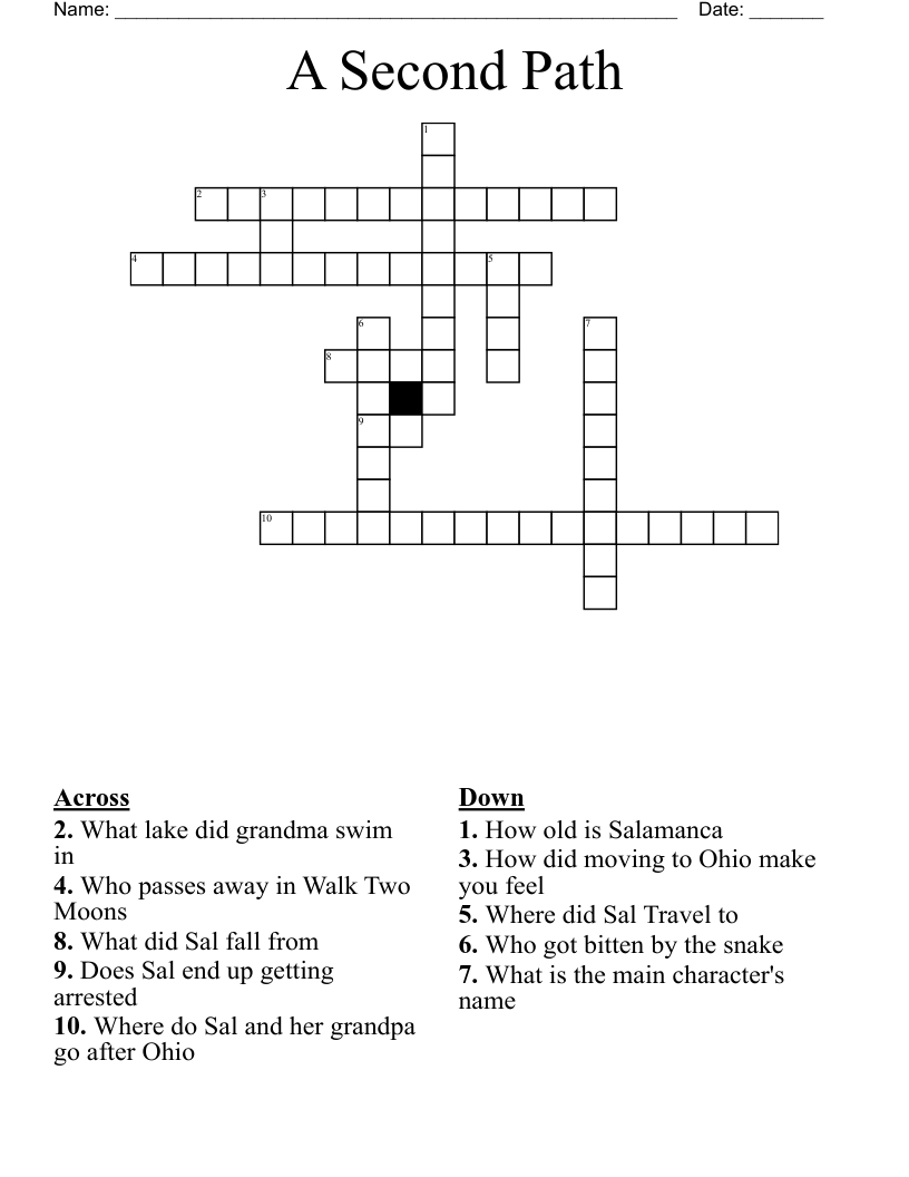 A Second Path  Crossword