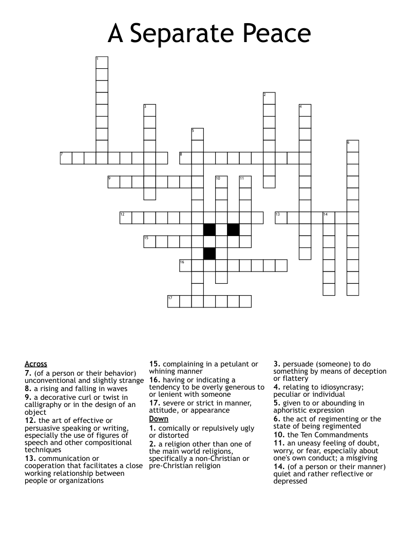 A Separate Peace Crossword