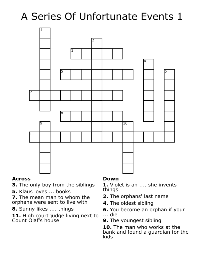 A Series Of Unfortunate Events 1 Crossword