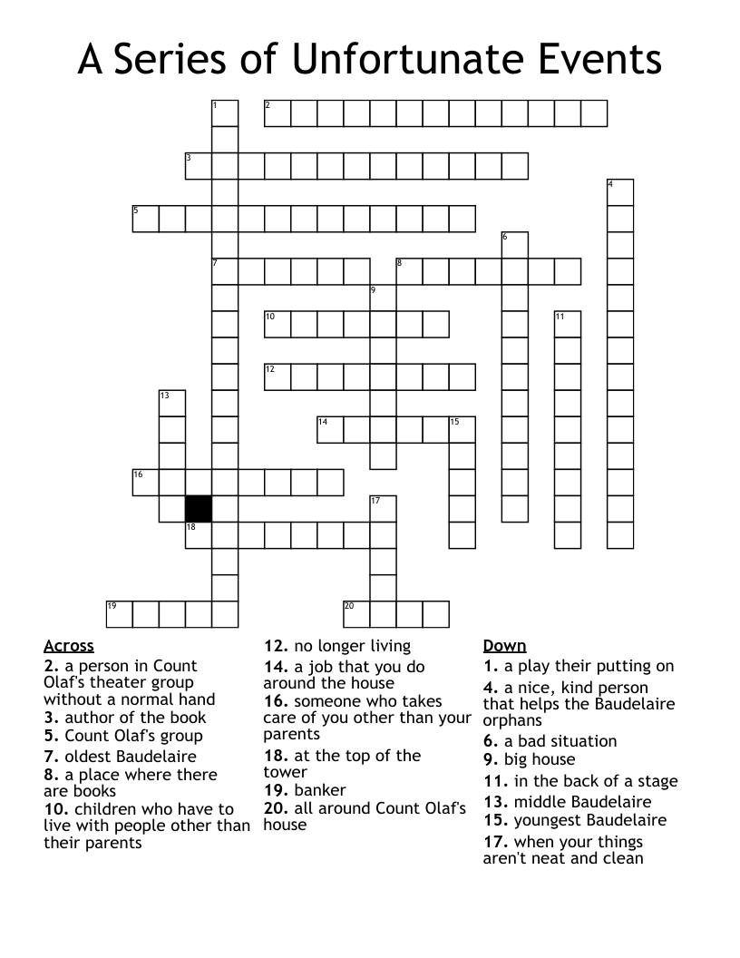 A Series of Unfortunate Events Crossword