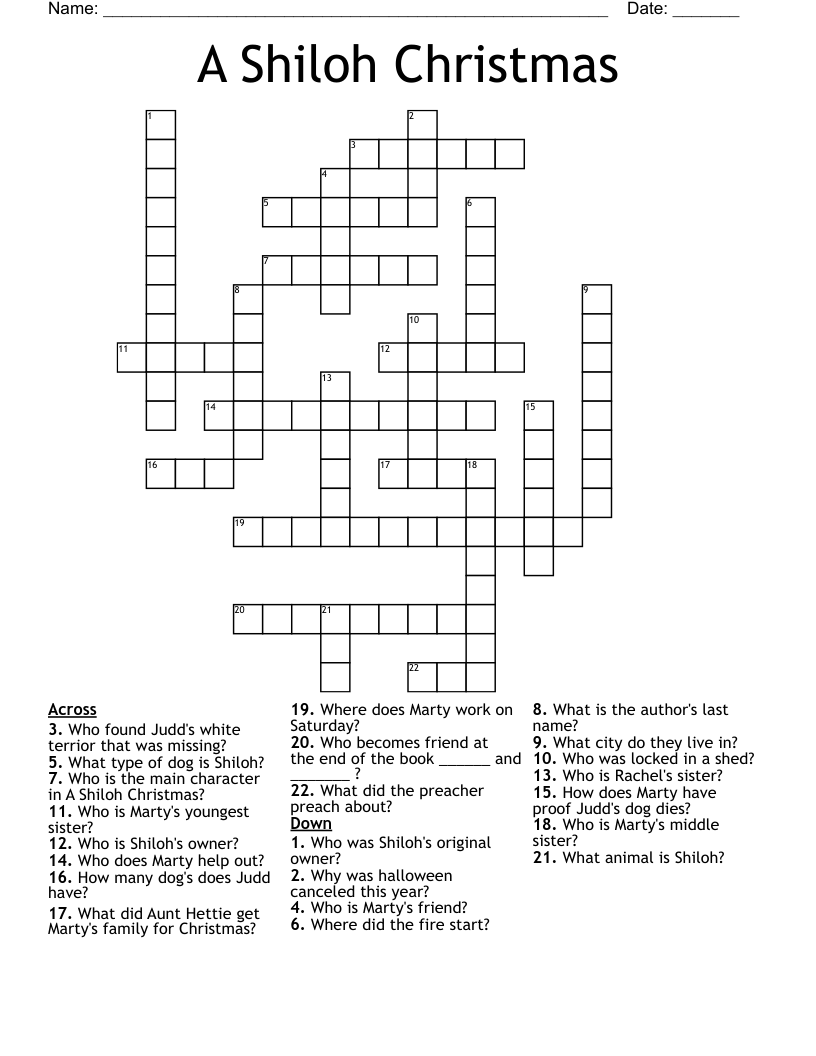 A Shiloh Christmas Crossword