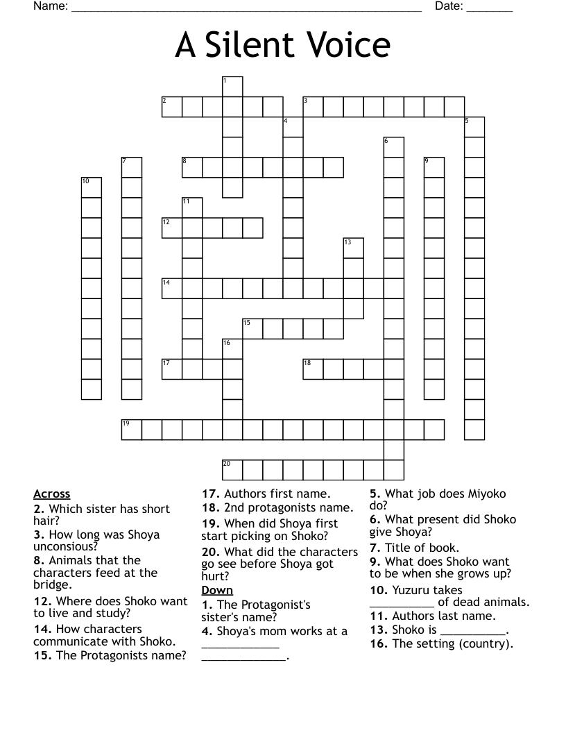 A Silent Voice Crossword
