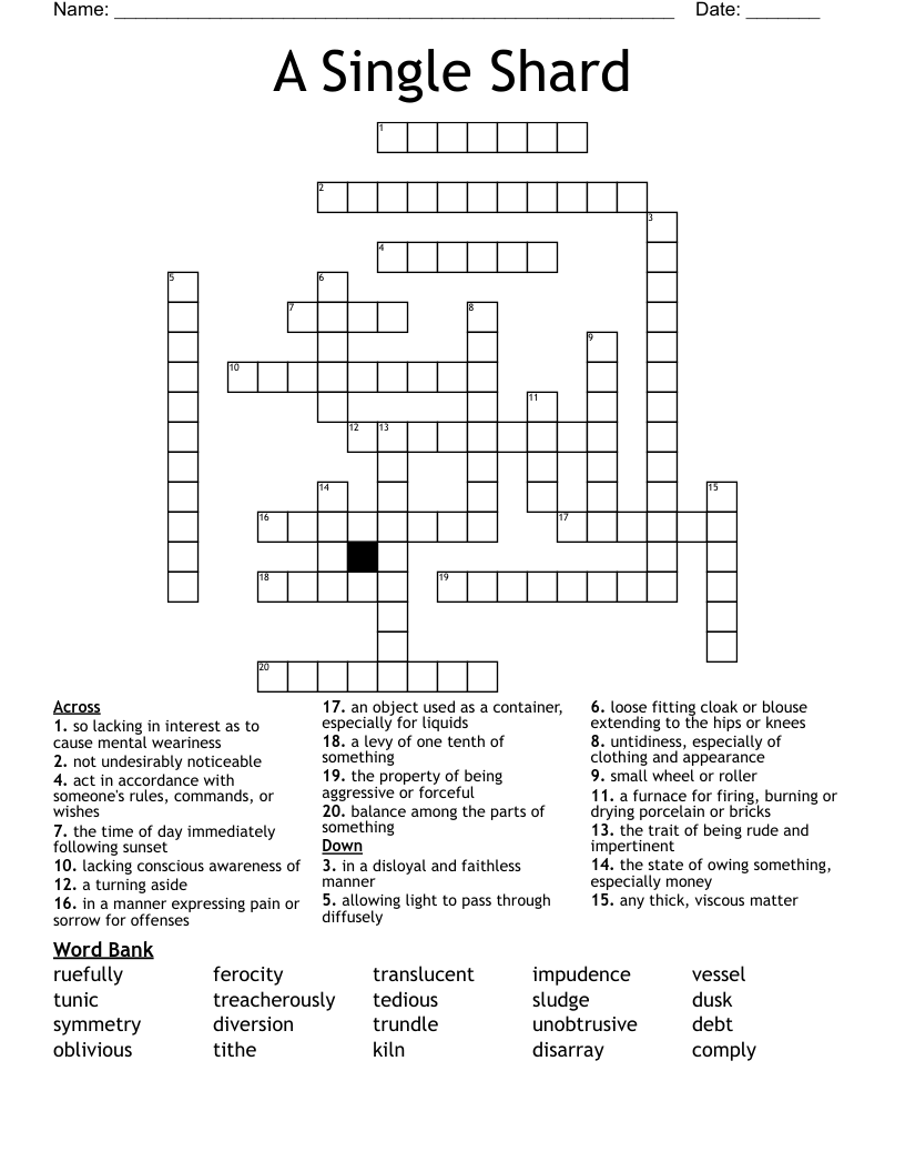 A Single Shard Crossword