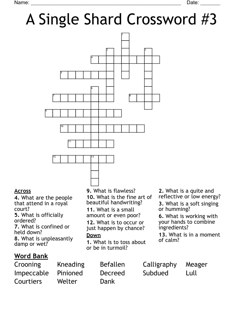 A Single Shard Crossword #3