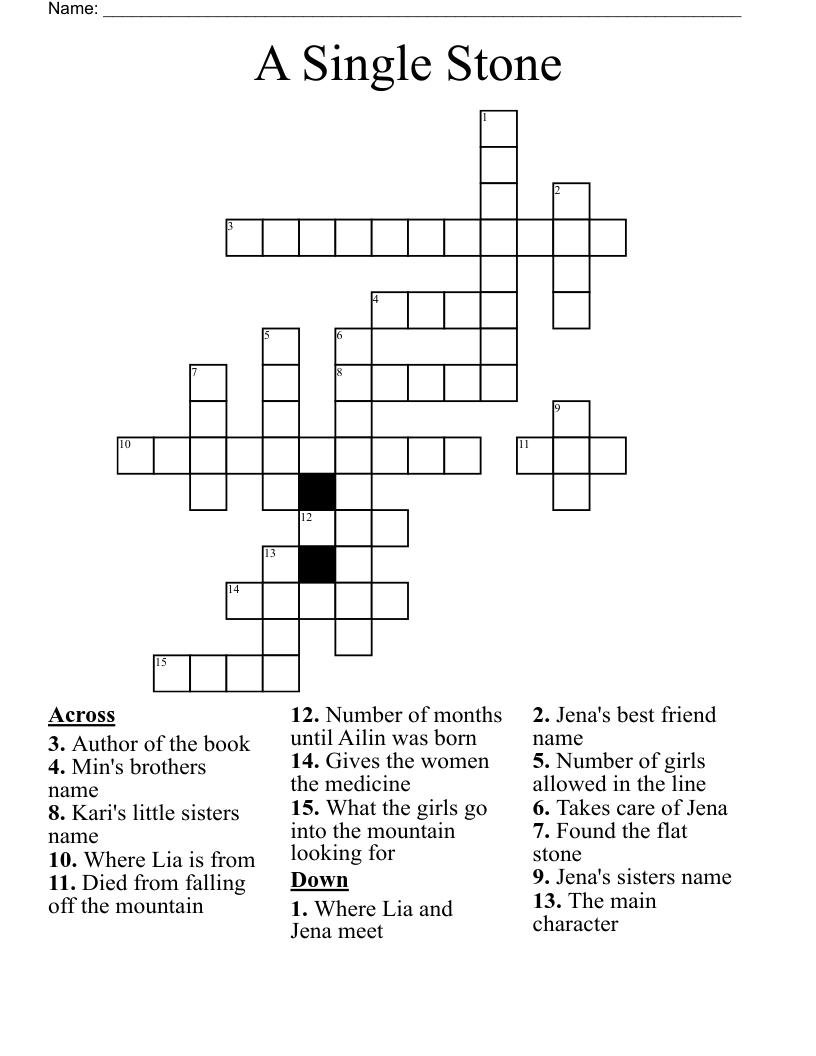 A Single Stone  Crossword