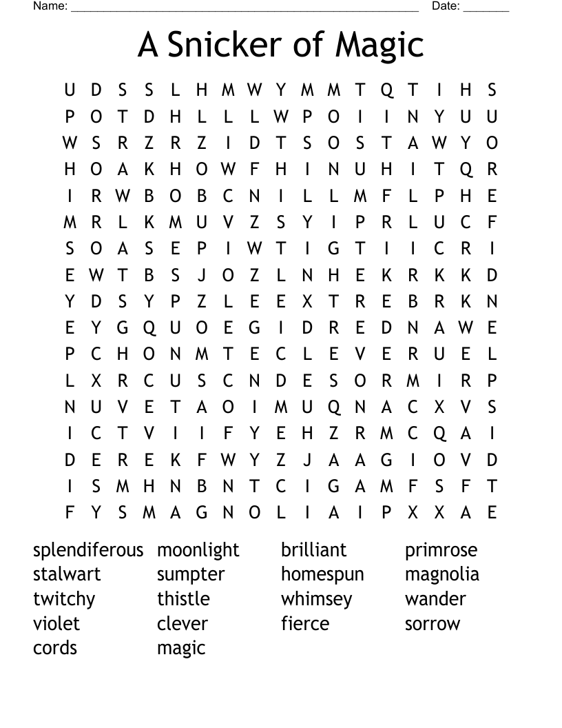 A Snicker of Magic Word Search