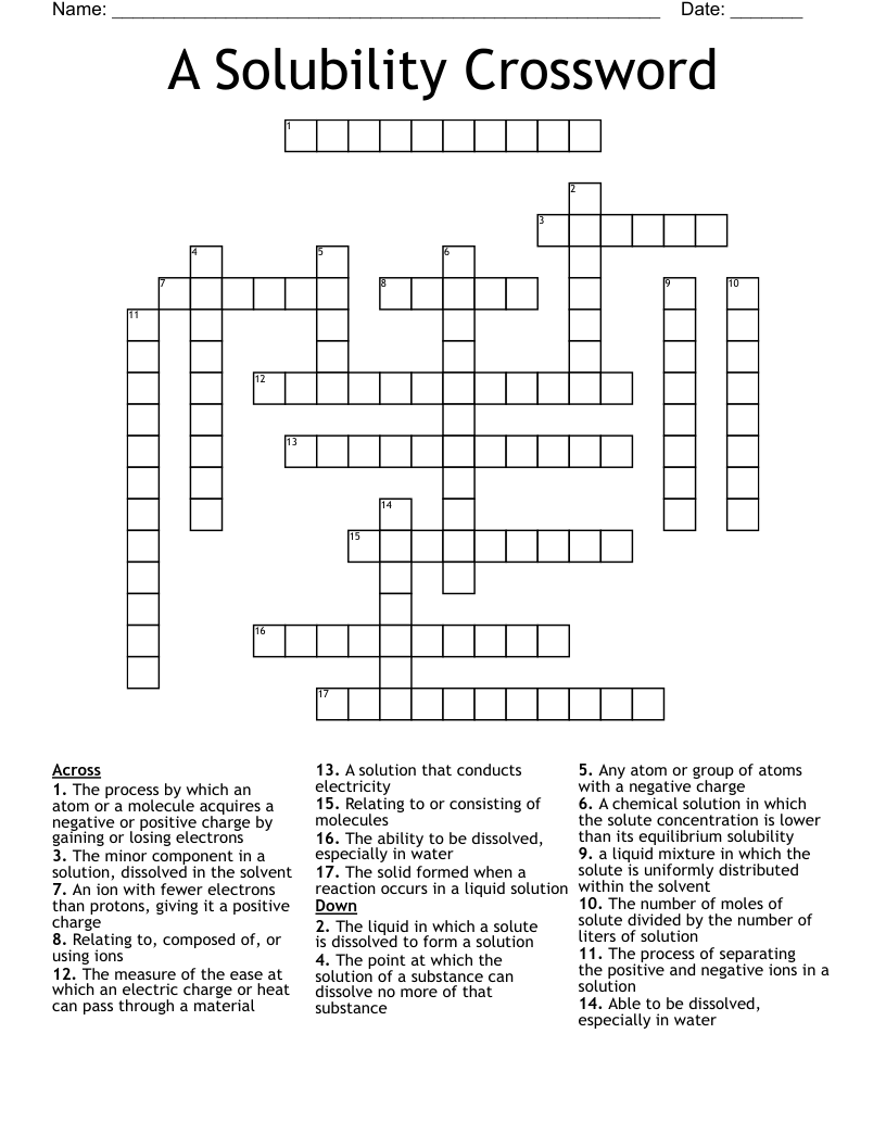 A Solubility Crossword