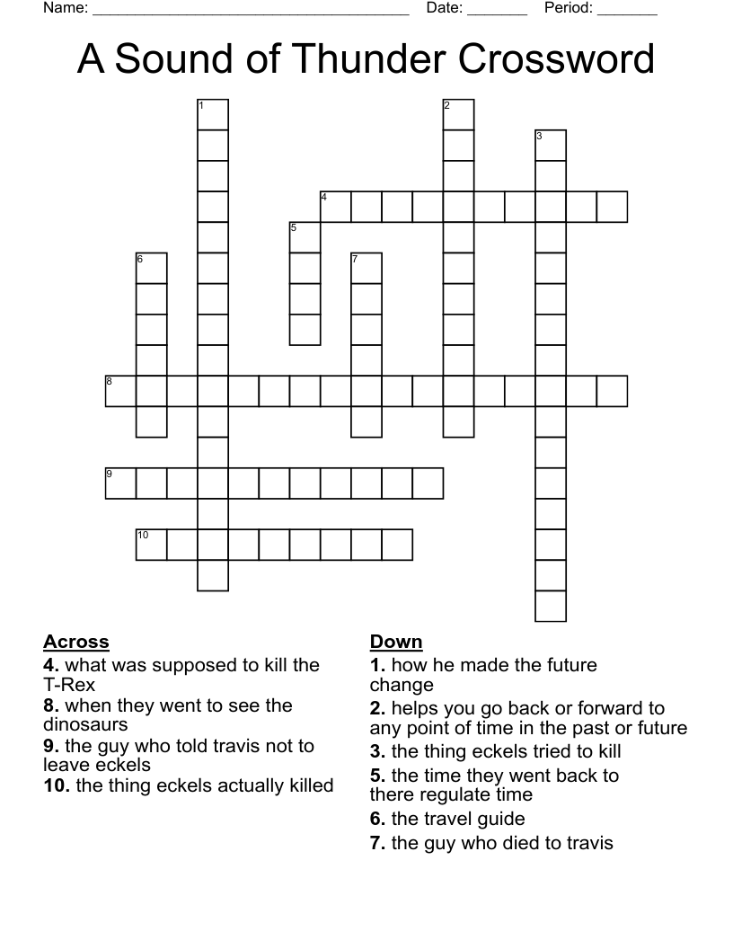 A Sound of Thunder Crossword