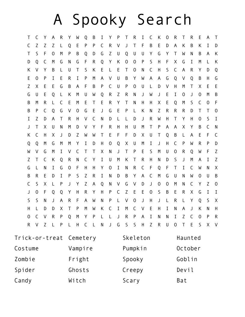 A Spooky Search  Word Search