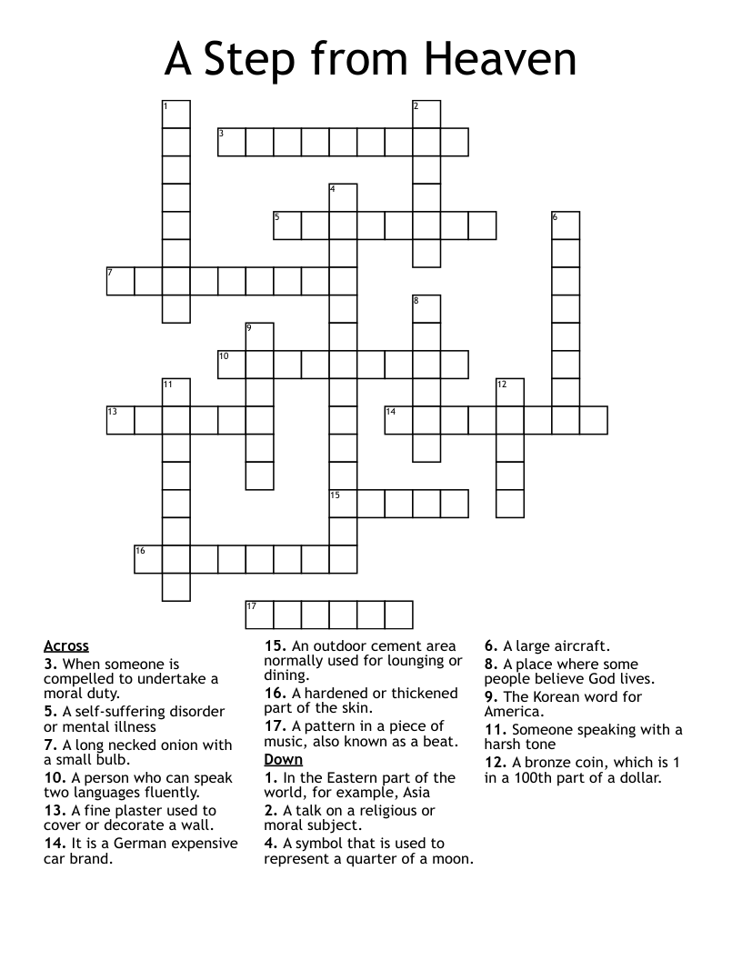 A Step from Heaven Crossword