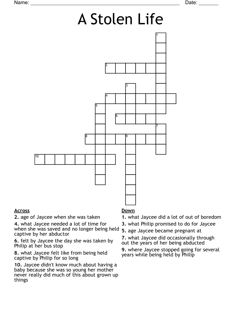 A Stolen Life  Crossword