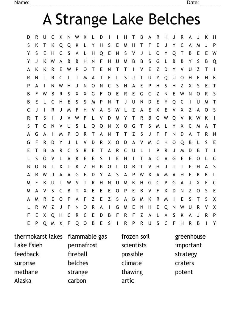 A Strange Lake Belches Word Search